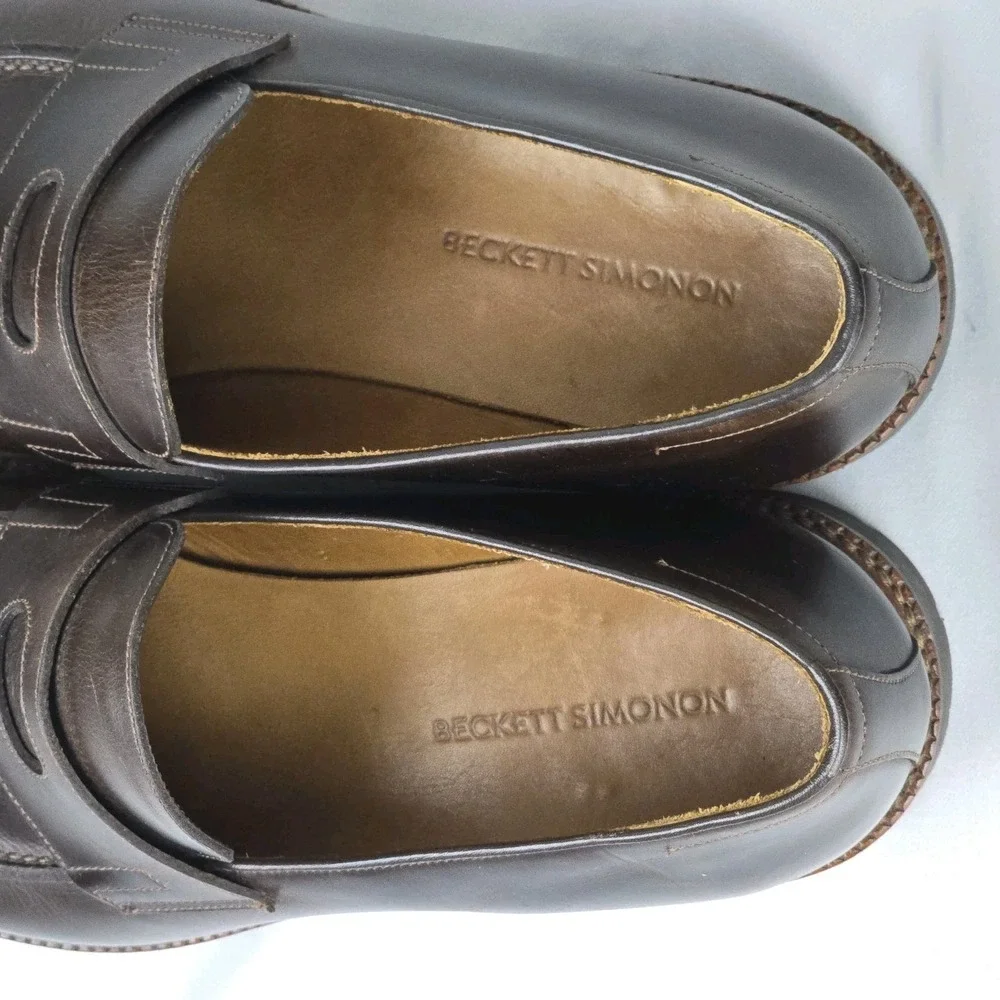 Beckett Simonon Fuentes Penny Loafers Mens 11.5 Brown Leather Lug Sole Shoes